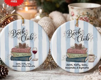 Custom Book Club Ornament, Book Lover Gift, Personalized Reader Gift, Book Club Christmas Gift