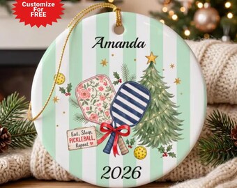 Custom Pickleball Christmas Ornament, Pickleball Player Gift, Custom Couples Ornament, Team Gift, Doubles Partner Gift, Pickleball Lover