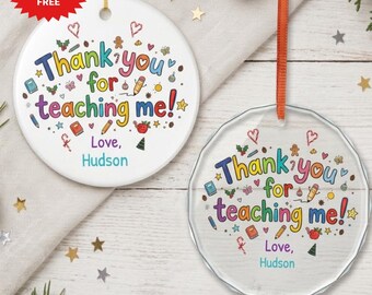 Personalized Thank You Teacher Ornament Custom Christmas Gift Teacher Teacher Appreciation