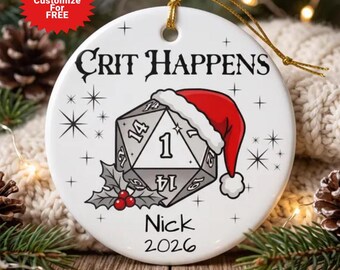 Personalized DND ornament, DND Lover gift, D20 Dice Christmas, Polyhedral Dice gift