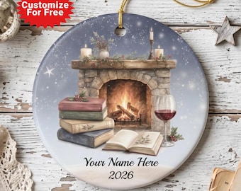 Personalized Book Club Ornament, Book Lover Gift, Librarian Gift,  Book Christmas Ornament Keepsake
