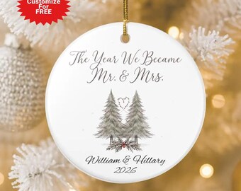 Personalized Mr. and Mrs Ornament, Wedding Gift, Newlyweds Christmas, Couples Keepsake