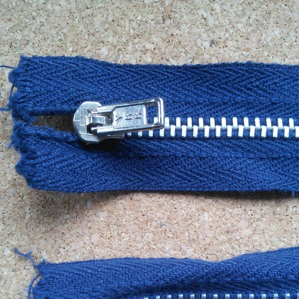 Blue navy zip YKK metal 18 inch (45cm) closed end