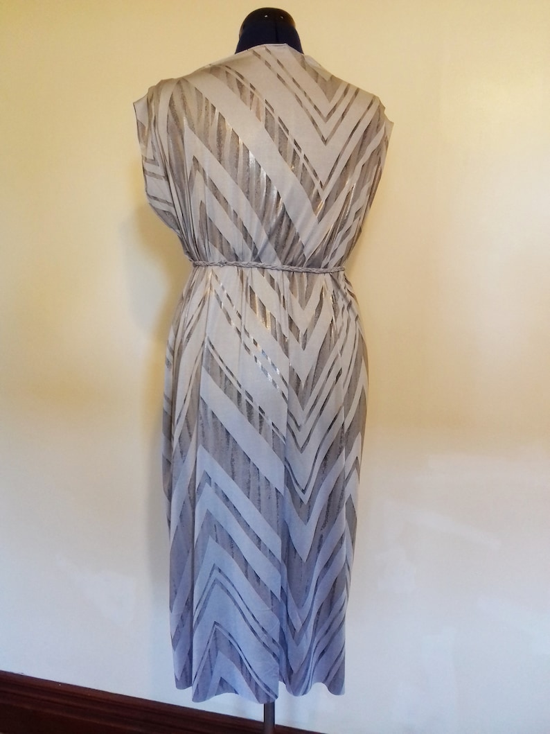Metallic Silver Dress Day Holiday Evening Maxi Gown