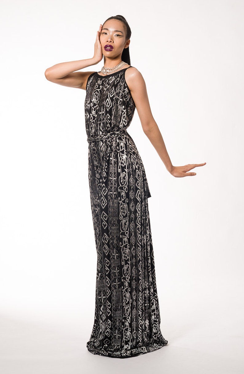 black and silver long gown