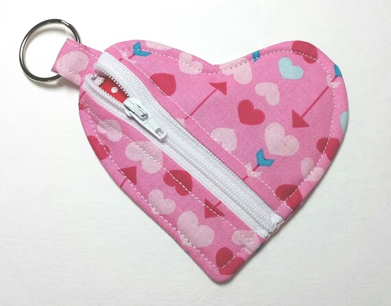 Items similar to Heart Shaped Coin Purse Zipper Pouch Hearts & Arrows/HeartsPouch ...