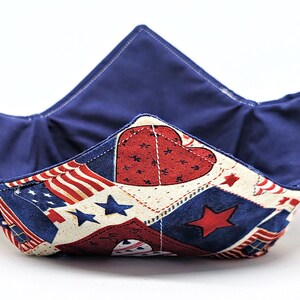 MicrowaveBowlCozyPatrioticBlue/PatrioticCozy/MicrowaveBowlCozy/ReversibleCozy/Fourth of JulyCozy/HandmadeReversiblecozy/Cozy/American Cozy