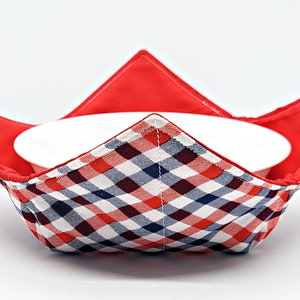 MicrowaveBowlCozyRedWhiteBlueChecks=-Red/CozyRedWhiteBlueCozy/MicrowaveBowlCozy/ReversibleCozy/PatrioticCozy/HandmadeReversible/cozy/Checks