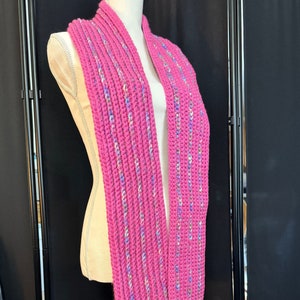 Handmade Crochet Pink and Multicolored Long Scarf