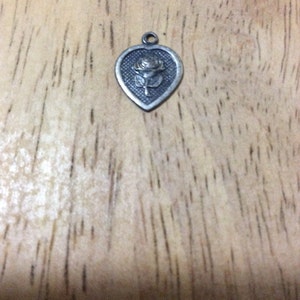Small Heart Pendant with Rose image 1