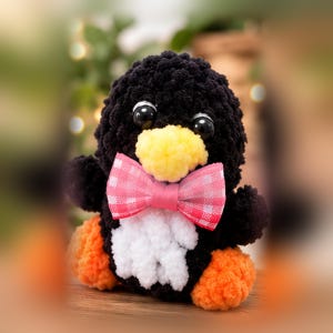 Mini Pinguïn Haakpatroon PDF, Zakvormige Pluche Amigurumi, Kleine Pinguïn DIY, Beginnersvriendelijk Engelstalig Digitaal Downloaden