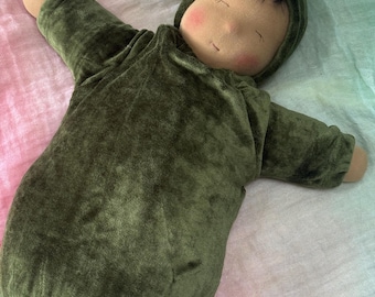 Leaf Weighted Heavy Baby - light brown skin with moss suit