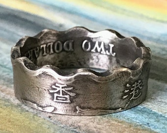 lovely 20th anniversary or birthday present. Hong Kong 20 cent gold plated adjustable ring