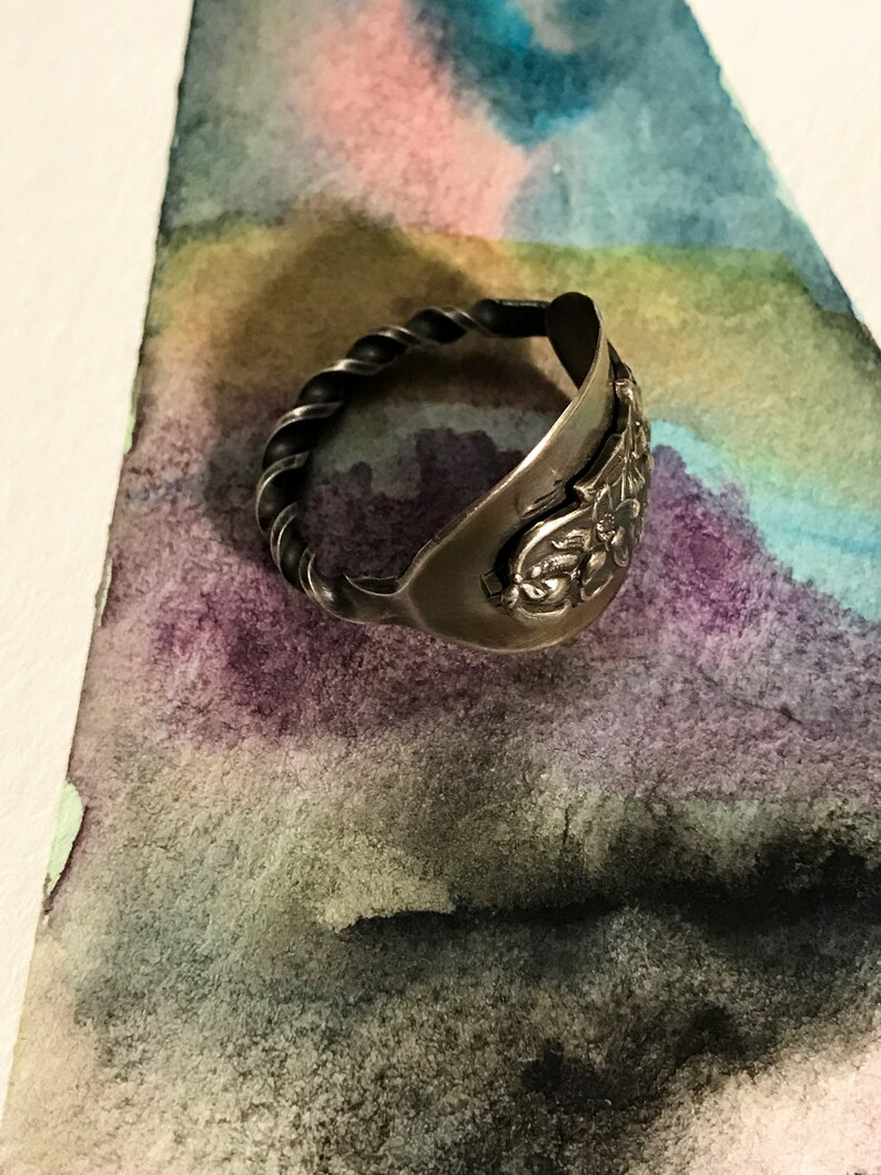 twisted handle whole demitasse spoon ring Spoon Ring Sterling Silver Flowers Vintage silverware