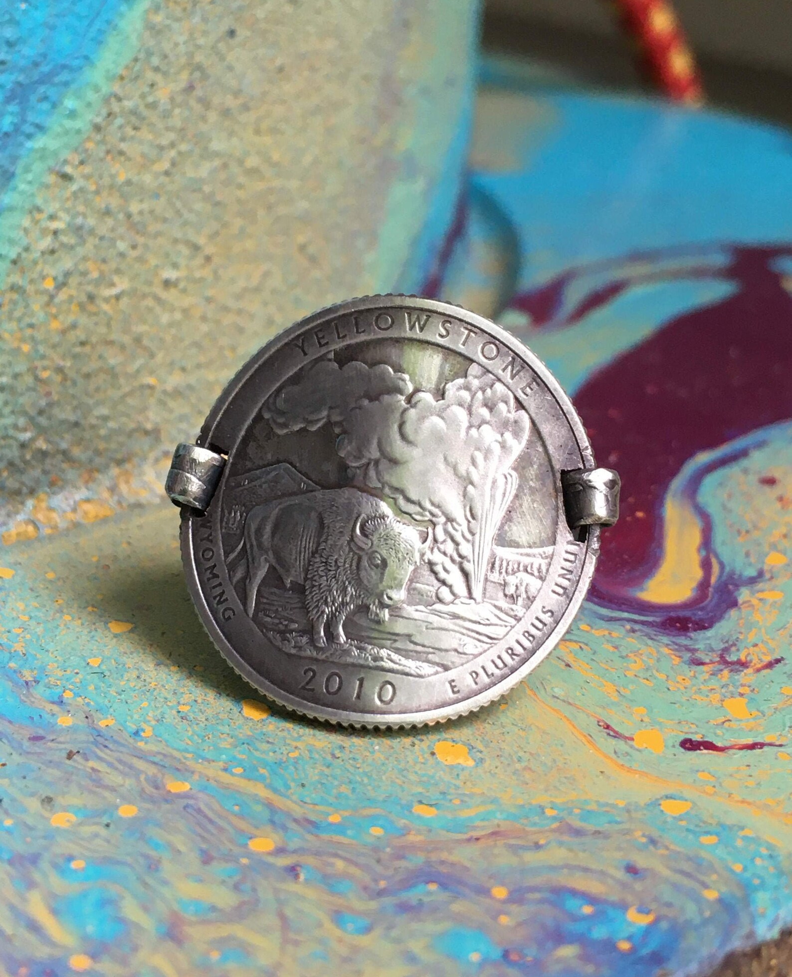 Yellowstone National Park Wyoming Quarter Silver 900 Coin Etsy
