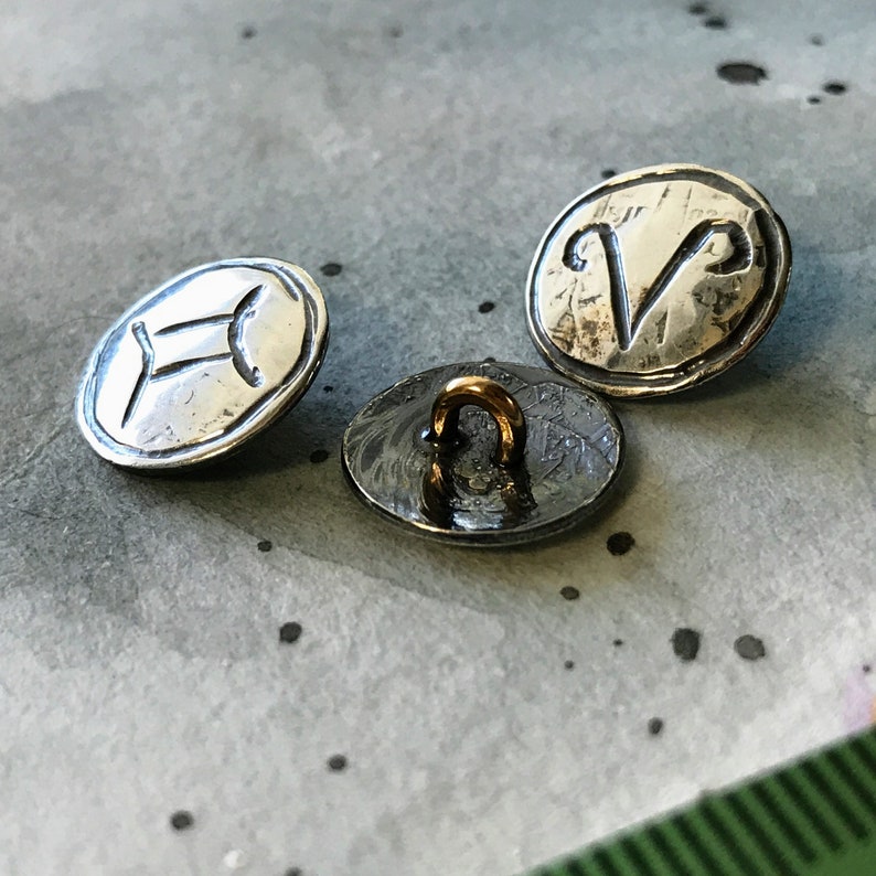 Set of 12 Zodiac Silver Coin Buttons 13mm Hand Engraved Etsy