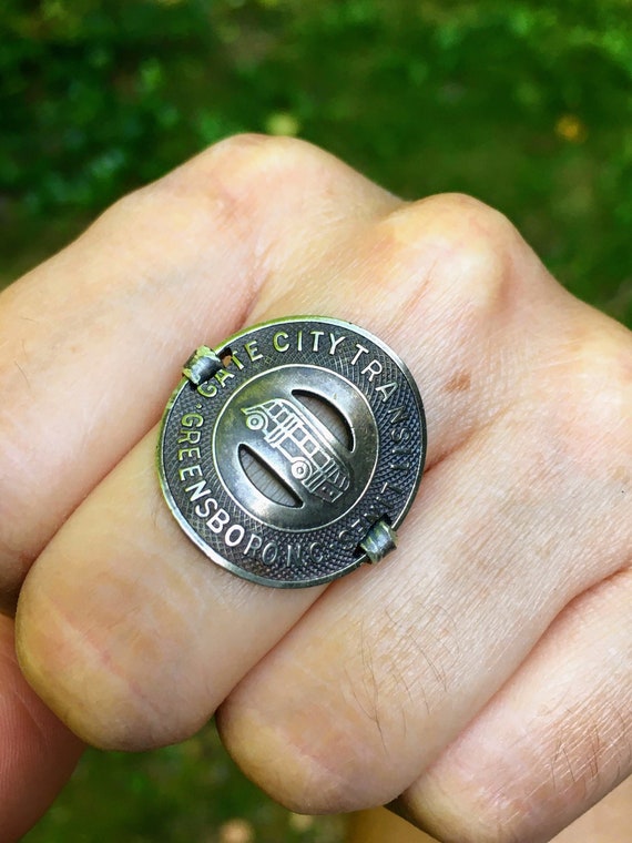 Greensboro NC Token Ring With Silver Dime Band Vintage - Etsy