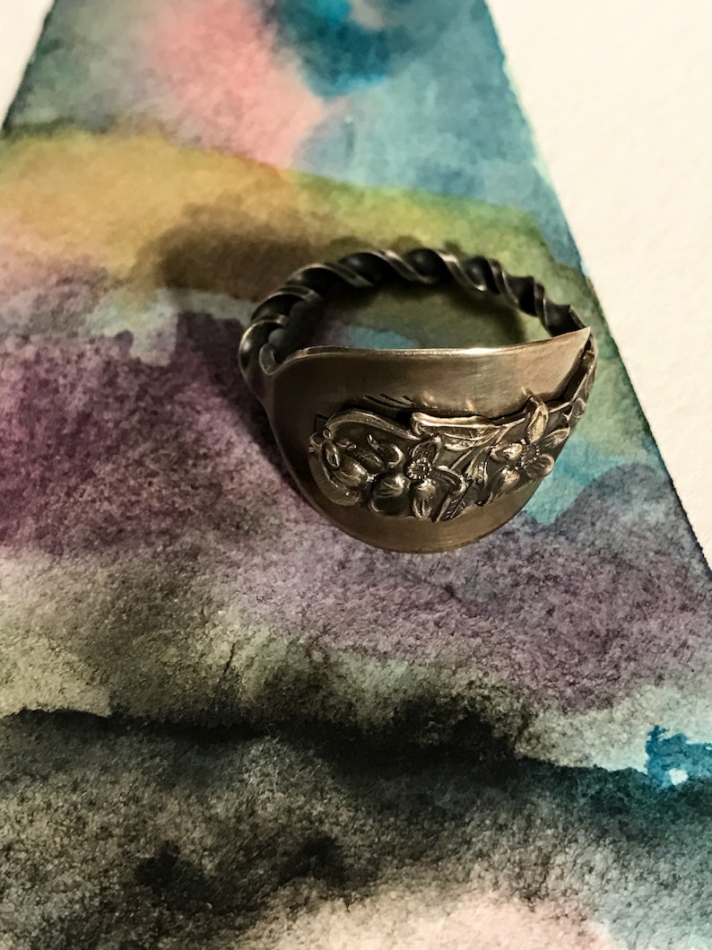 twisted handle whole demitasse spoon ring Spoon Ring Sterling Silver Flowers Vintage silverware