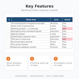 Warehouse Safety Inspection Checklist Excel, OSHA Warehouse Audit Template, Safety Walkthrough Form