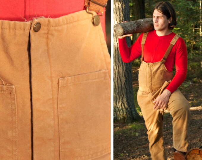 WALLS Vintage Bib & Brace OVERALLS Farm Chore Coverall BIBS Mens Field