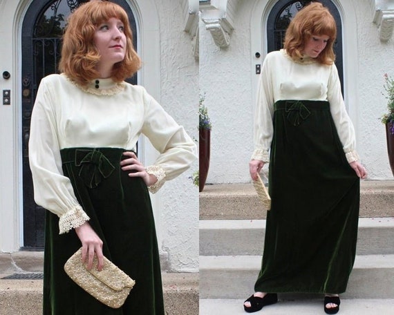 Mod Maxi Baby Doll Dress HOLIDAY FORMALS Vintage V