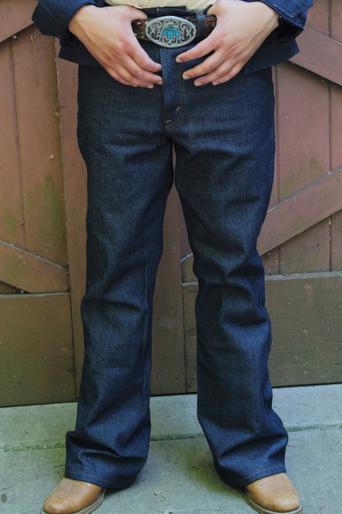 70s Flare Leg Dark Blue JEANS Country Western Denim PANTS JC Etsy