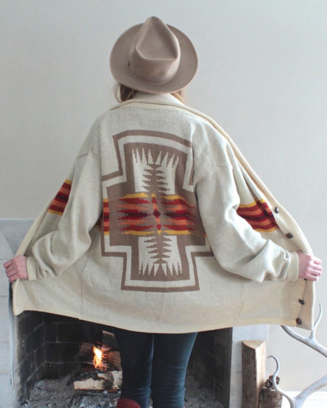 High Grade PENDLETON Wool Sweater 70s Navajo Native Cardigan Etsy