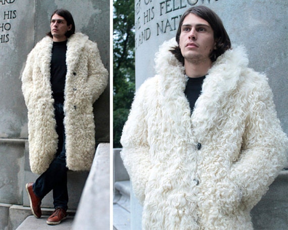 TIBETAN Curly Lambs Sheepskin Mongolian FUR COAT Custom Made Mens  