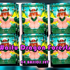 Dragon Waifu Basic Forest Lands SFW Proxy MTG Set For Commander