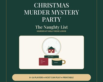 Christmas Murder Mystery Party Game for Adults | 8–16 Players (up to 20) | Printable Christmas Eve Party Kit | Host Can Play