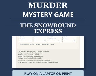 Printable Murder Mystery Game for Adults | Snowbound Train Mystery | Solo, Date Night or 4–8 Players | The Snowbound Express