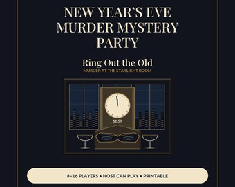 New Year's Eve Murder Mystery Party Game for Adults | 1920s Masquerade | 8–16 Players (up to 20) | Printable Kit | Host Can Play