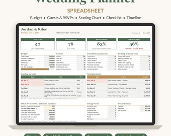 Wedding Planner Spreadsheet | Budget Tracker, Guest List & RSVPs, Seating Chart, Checklist | Excel and Google Sheets