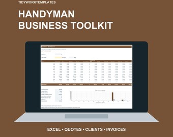 Handyman Business Spreadsheet | Job Quotes, Client Tracking, Invoices (Excel Template)