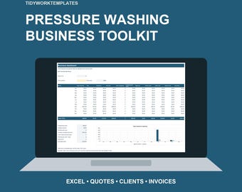 Pressure Washing Business Spreadsheet | Quote Calculator, Client Tracker, Invoices (Excel Template)