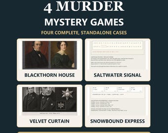Printable Murder Mystery Game Bundle for Adults | 4 Detective Case Files | Solo, Date Night or 4–8 Player Party