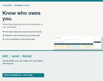 Cleaning Business Schedule and Payment Tracker | Excel Template