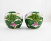 Pair of 39 Qianlong Nian Zhi 39 Mark - Hand-painted Porcelain Jars - Lotus Blossoms, Leaves and Bronze Seedpods - Made in China