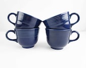 Four Fiesta Cups - Cobalt Blue Introduced in 1986 - Homer Laughlin - Collectible and Interchangeable - Deep Rich Blue Cups