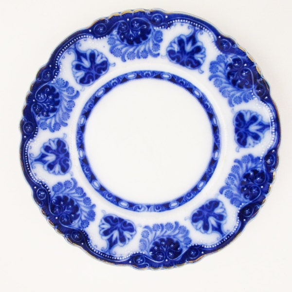 Flow Blue Plate  - 'W.H. Grindley & Co', England - 'Baltic' Pattern - English Flow Blue - Dark Flow Blue - England - Marked Underside