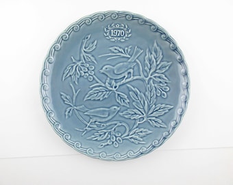 French Faience/Majolica Plate  - Grey Blue - Edition Limitee 'Faience de Stamand, France' - Collector Piece From 1970