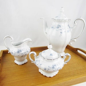 Blue Garland - Creamer OR Lidded Sugar Bowl - 'Johann Haviland, Bavaria/Germany'- Blue Flowers with Platinum Silver Rims -  Coffee Pot SOLD