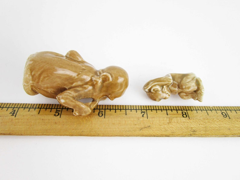 Fun Collectibles Brown Glazed Porcelain Marked /'Germany/' Monkey Different Poses Possible Karl En Family of Monkey Miniatures