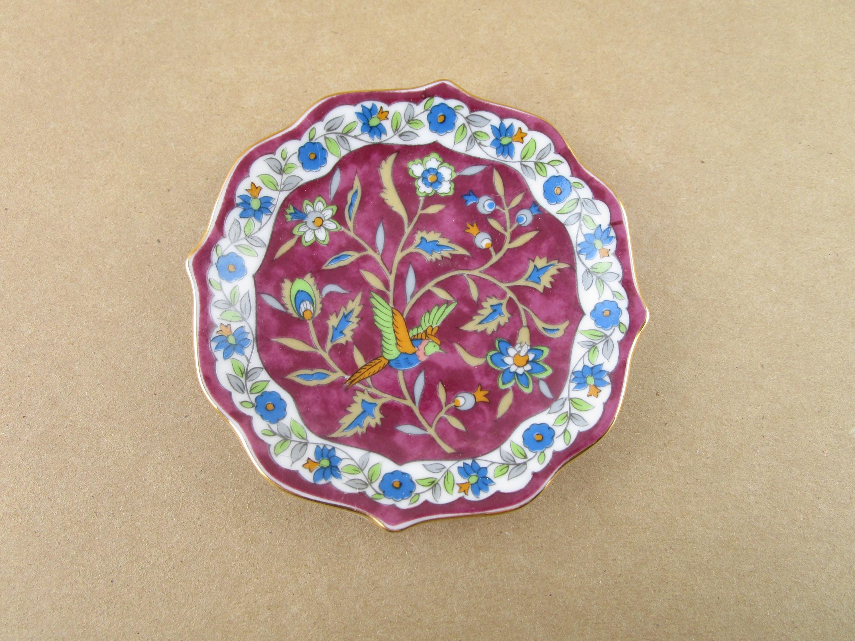 【 乾隆年款ティーポット/トレー 】　五彩獅子唐草花文　蔵出し骨董 Vintage 1983 'silk Road' Tea Bag Saucer - Miniature Takahashi, San