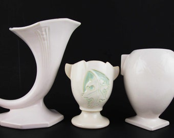 CHOICE - 'Roseville' Art Pottery - White-on-White - 'Russco' Cornucopia - OR - 'Silhouette' - OR -  'Dawn' - Collectible Vases