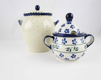 Vintage 'Boleslawiec' - Ceramic From Poland/Silesia - Sugar Bowl OR Canister - Add to Your Collection - 1900s - Poland/Russia