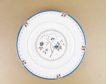 Six Vintage 'Royal Doulton' Dinner Plates - Old Colony Pattern - Grey Blue, Tans and Browns - With Ribbed Rim - Porcelain - Made in England