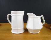 Your CHOICE - White on White Creamer Pitcher With Detailing - White Creamer - White on White Porcelain Glazed China Pitchers - Collect