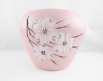 Large Jardinière - Dogwood in Pink - McCoy Vase With 'Dogwood' Pattern - Large Jardinière - Matte McCoy - Mix and Match - Matte Pink Finish