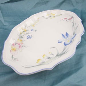 Oval Pickle Dish With Scalloped Rim - Villeroy & Boch, Luxembourg - Dinnerware Replacements - &#39;Riviera&#39; Pattern - Porcelain